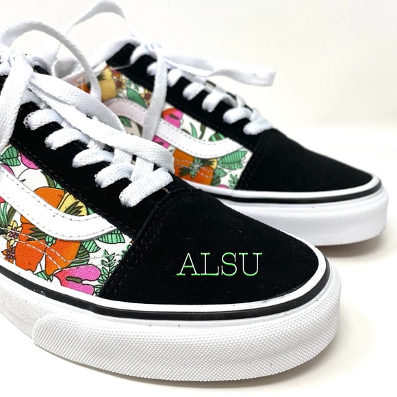 🌹 Sale 🌹 VANS Old Skool Multi Tropic Suede Canvas Women Size VN0A4U3BXF3 - Picture 4 of 9